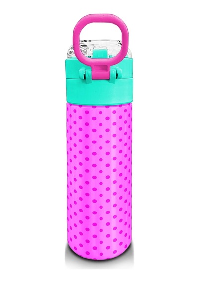 Coral High Kids Pembe Mavi Kedi Desenli Pipetli Ve Direkt İçim Çelik Termos 500 Ml 31842 Pembe - Açık Yeşil