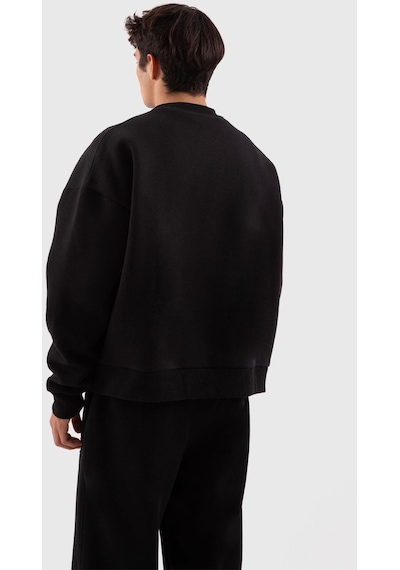 Flaw Atelier Old Skool Kalıp Siyah İçi Pamuklu Sweatshirt-siyah Siyah