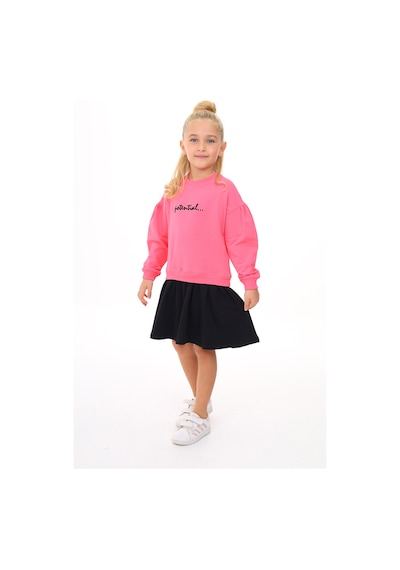 Toontoy Kız Çocuk Nakışlı Elbise Fuşya