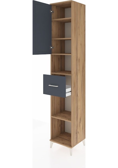 Hyperion Dolap 5 Raflı Tek Çekmeceli Tek Kapaklı 44x44x243 Ça... Çam