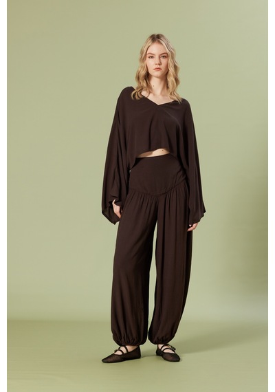 Asimetrik Kimono Kahve
