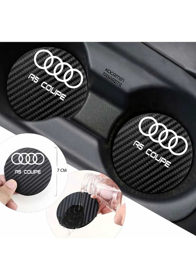 Audi A5 Coupe Yazılı Karbon Bardak Altlığı Audi Armali A5 Coupe İçin Spor Ve Şık 7 Cm 2 Adet Tasarım 2 Adet