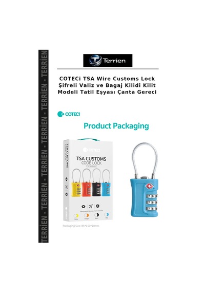 Terrien Coteci Tsa Wire Customs Lock Şifreli Valiz Ve Bagaj Kilidi Kilit Modeli Tatil Eşyası Çanta Gereci Çok Renkli