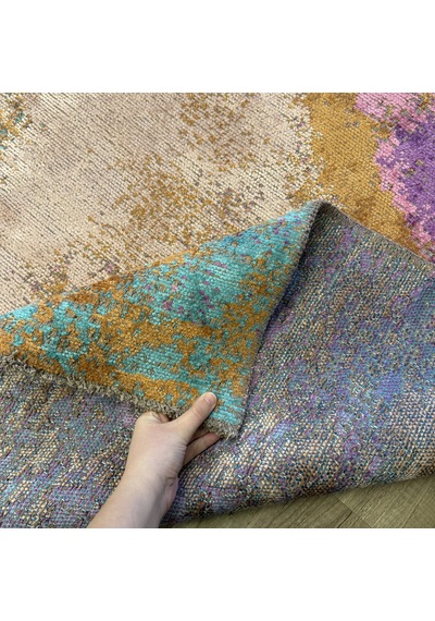 Hoom Rugs Arkaik Plz 01 Eflatun Etnik Renkli Vintage Makine Halısı Çok Renkli