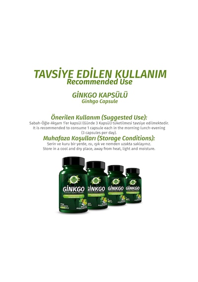 Gökçek Şifa 1000 MG Ginkgo (Ginkgo Biloba Capsule ) 60 Kapsül