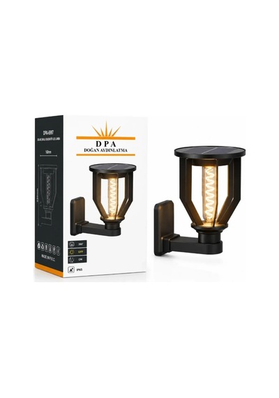 Dpa 7w Amber Elektron Duvar Aplik Solar Led Güneş Enerjili Şarjlı Armatür Lamba 2000k 190lm Ip65