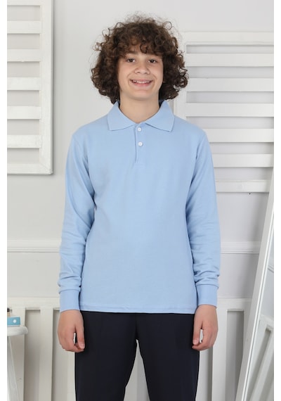 Crassi Erkek Çocuk Okul Sweatshirt Manşetli Gök Mavi