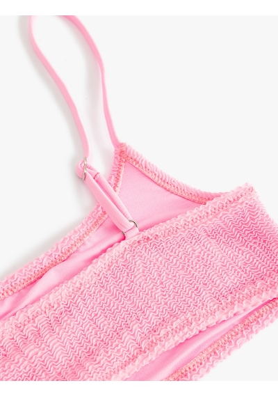 Koton Dokulu Bikini Üstü İnce Askılı Pedli Pembe 4sak10153mm Gül