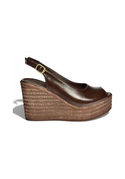 Fox Shoes Y996553560 Kahverengi Rustik Dolgu Topuklu Kadın Ayakkabı Kahverengi