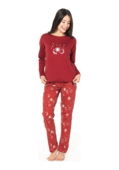 U.S. Polo Assn. Bisiklet Yaka Pamuklu Lisanslı Kışlık Kadın Pijama Takımı 20155 Bordo