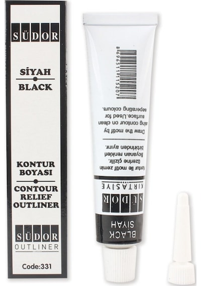 Cam Boyası 6 Renk 20 Ml Ve Siyah Kontur Boyası 1 Paket Cam Vitray Boyama Seti Südor Çok Renkli