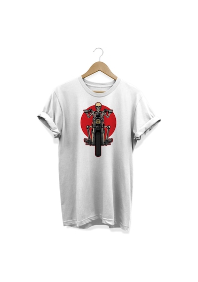Iskelet Baskılı Beyaz T-shirt Beyaz