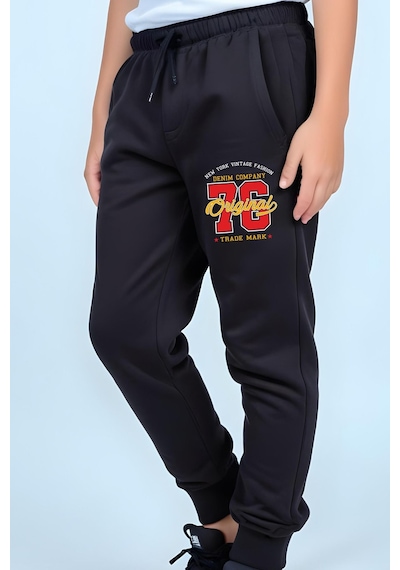 Panios Kids Original 76 Baskılı Erkek Çocuk Jogger Eşofman Altı Siyah