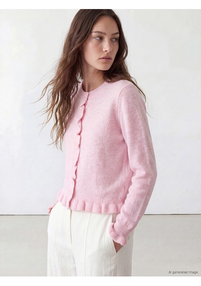 Lcw Modest Pembe Bisiklet Yaka Kadın Triko Hırka