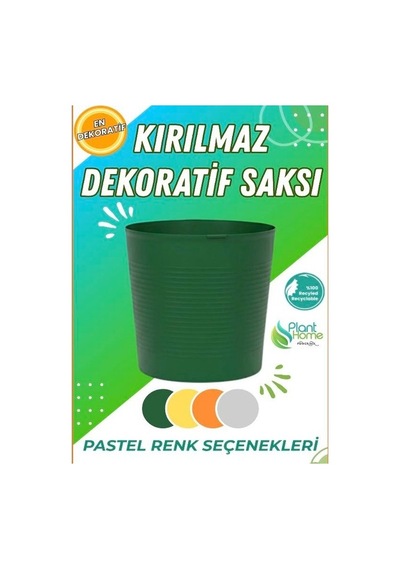 Hüskon Ticaret Yeşil 9.5 Litre Dekoratif Bitki Saksısı - Iç-dış Mekan Bitkileri Için Uygun Saksı