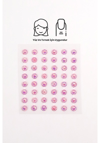 Pembe Parlak Taş Detaylı Yüz Ve Tırnak Sticker