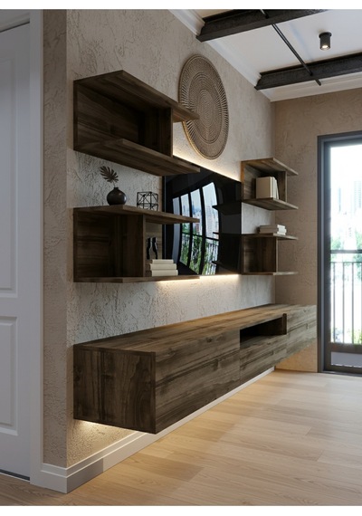 Resital Ledli Duvara Monte Tv Sehpası - Ceviz - W6013-2 Ceviz