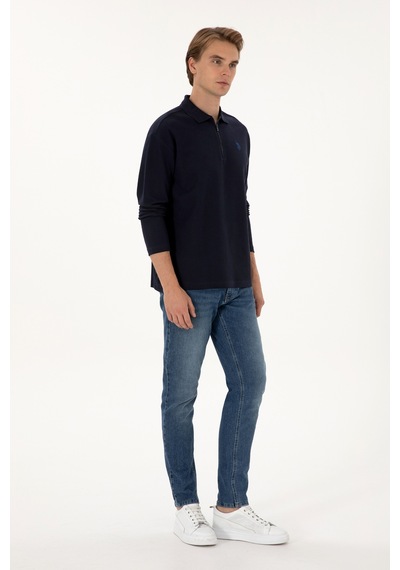 U.S. Polo Assn. Erkek Comfort Fit Yarım Fermuarlı Lacivert Sweatshirt 50313754-VR033