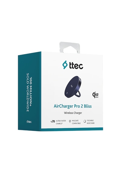 Ttec Aircharger Pro 2 Bliss Qi2.2/magsafe Özellikli 25w iPhone Uyumlu/android Stantlı Kablosuz Hızlı Şarj A Mavi