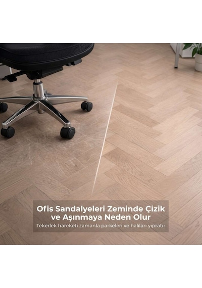 Florone Sandalye Altı Zemin Koruma Matı Parke Ve Halı Koruyucu Şeffaf Paspas 90 120 Cm