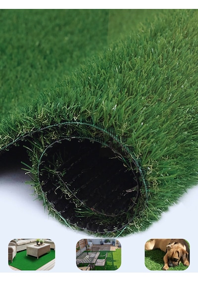 Beylini Dekoratif Suni Çim Halı 20 Mm Gerçek Çim Görünümlü Balkon Teras Bahçe İçin Sahte Çimen Kaymaz Taban Yapay Çim Ölçü Seçenekli 200 x 800