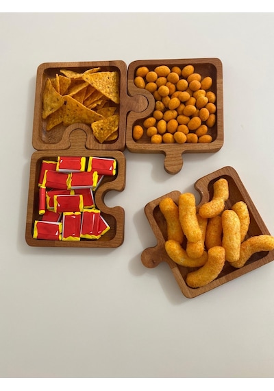Hbs Art Design Ahşap Geçme 4 Lü 30 Cm Çerezlik