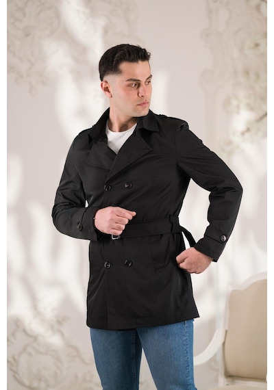 Slim Fit Astarlı Baharlık Kemerli Erkek Trençkot 001