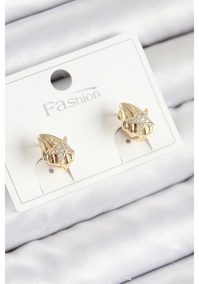 Buğz Pirinç Zirkon Taşlı Yıldız Model Gold Renk Çocuk Küpe Diğer 59730024