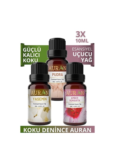 AURAN Pudra, Yasemin, Amber Saf Esansiyel Uçucu Yağ 3X10ML