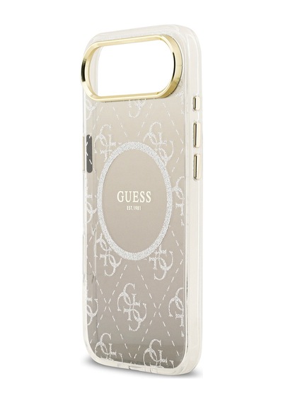 Apple Uyumlu iPhone 17 Air Kılıf Guess Lisanslı M-safe Şarj Özellikli 4g Desenli Simli Silikon Kapak Gri Gri