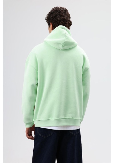Vamos Basic Oversize Yıkamalı Hoodie Mint