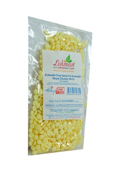 Beyaz Çikolata Eritmelik Drop Damla Pul Kuvertür 100 Gr Paket
