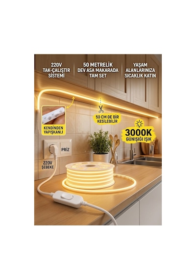 50 Metre 3000k Günışığı 220v Neon Led Şerit ,tak Çalıştır Set, Fişli Anahtarlı Esnek Şerit Led, ,turuncu Led,mutfak,tezgah Ledi,led Şerit Işık ,ambiyans Işık Havuzu, Kendinden Yapışkanlı,günışığı Led 50 Metre 3000k Günışığı 220v Neon Led Şerit ,tak Çalıştır Set, Fişli Anahtarlı Esnek Şerit Led, ,turuncu Led,mutfak,tezgah Ledi,led Şerit Işık ,ambiyans Işık Havuzu, Kendinden Yapışkanlı,günışığı Led