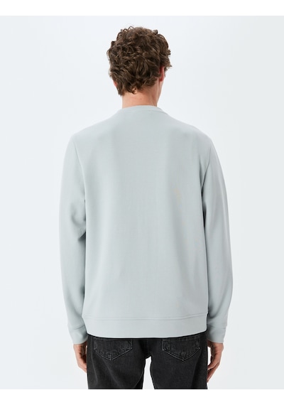 Koton Bisiklet Yaka Basic Pamuk Karışımlı Minimal Baskılı Sweatshirt Gri 5sam70004mk Gri