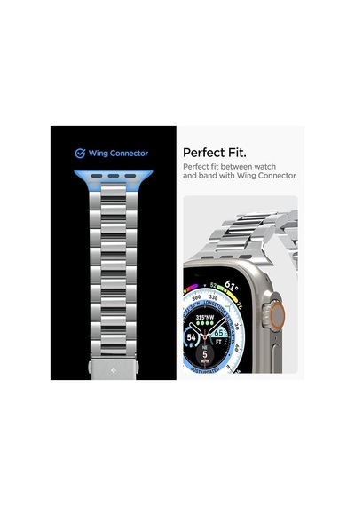 Spigen Apple Watch 49/46/45mm Ultra 3/2/1 / Seri 11/10/9/8/7 İle Uyumlu Kordon Band Modern Fit Klasik Saat Tipi Çelik Gümüş Kayış Amp06356 - Silver Spigen Apple Watch 49/46/45mm Ultra 3/2/1 / Seri 11/10/9/8/7 İle Uyumlu Kordon Band Modern Fit Klasik Saat Tipi Çelik Gümüş Kayış Amp06356 - Silver