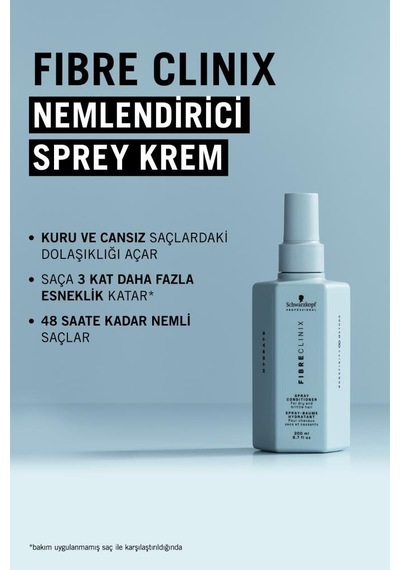 Fibre Clinix Nemlendirici Sprey Krem 200ml Kuru Ve Cansız Saçlar