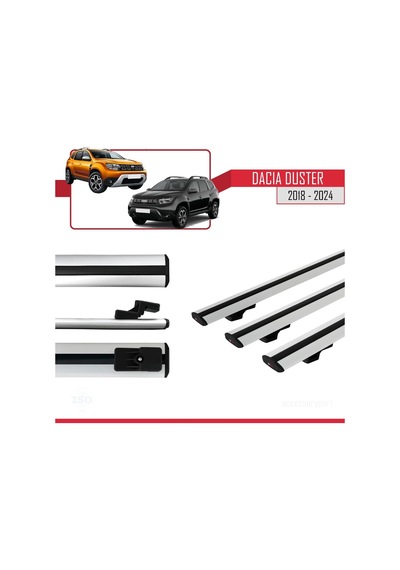 Accessorypart Dacia Duster 2018 Ve Sonrası İle Uyumlu Basıc Model Ara Atkı Tavan Barı Gri 3 Adet