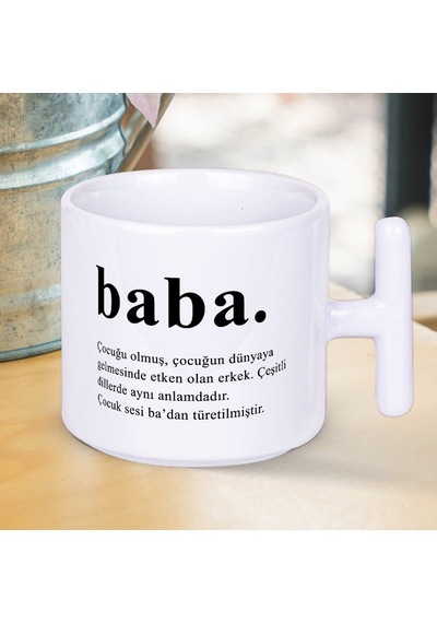 Baba Kelime Anlamı Baskılı T Kupa Bardak-1 Çok Renkli