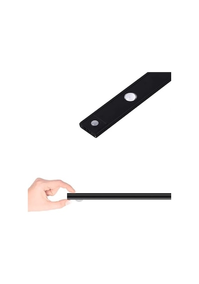 Sensörlü Şarjlı 3 Farklı Işık Renkli Dimmerli 40cm Siyah Cata Bella Ultra Slim Kabin Led Açık Lacivert