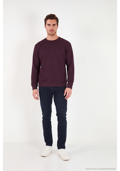 Buratti Pamuklu Relaxed Fit Bisiklet Yaka Sweat Erkek Sweat 5901257 Vişne