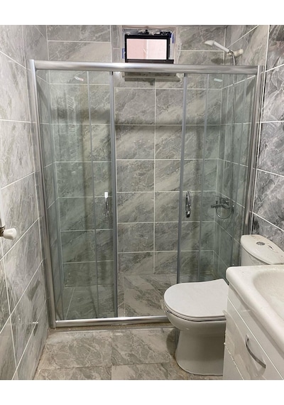 Teknesiz Cam Duşakabin Düz 2 Sabit 2 Sürgülü Nd112 Krom Parlak