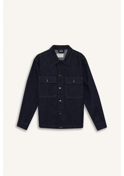 Defacto Relax Fit Düğmeli Jean Ceket F8292ax25aunm34 Mavi