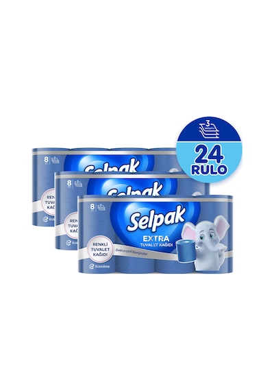 Selpak® Extra Renkli Tuvalet Kağıdı 24'lü 3 x 8'li