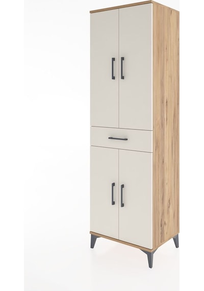 Hyperion Dolap 4 Raflı Tek Çekmeceli 4 Kapaklı 60x44x195 Çam-... Çam