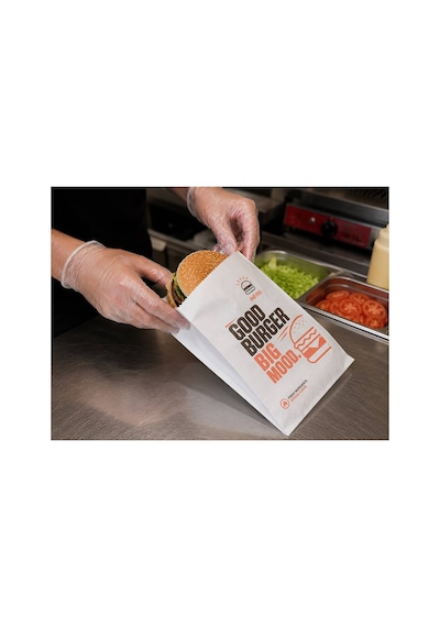 Hamburger Kese Kağıdı 200 Adet 15x5x25 Cm Baskılı Beyaz Yağlı Kağıt Burger Sandviç Fast Food Paketleme Ambalajı