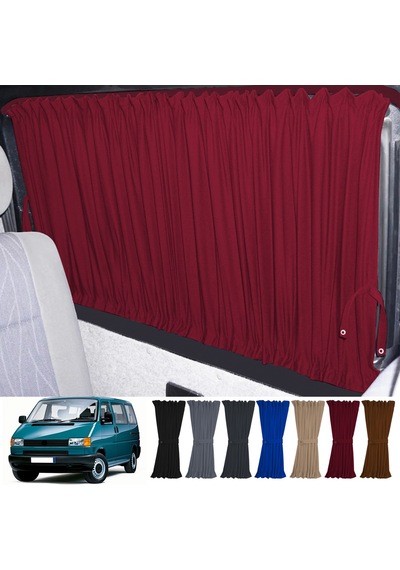 Pandami Volkswagen T4 - Transporter / Caravelle Kısa Şase 1990 2003 Uyumlu Bordo Raylı Oto Perde Takımı