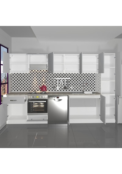 Decoraktiv Elite 325 Ankastre Fırın Modüllü Mdf Hazır Mutfak Dolabı - Tezgah Dahil - Buz Gri Açık Gri Decoraktiv Elite 325 Ankastre Fırın Modüllü Mdf Hazır Mutfak Dolabı - Tezgah Dahil - Buz Gri Açık Gri