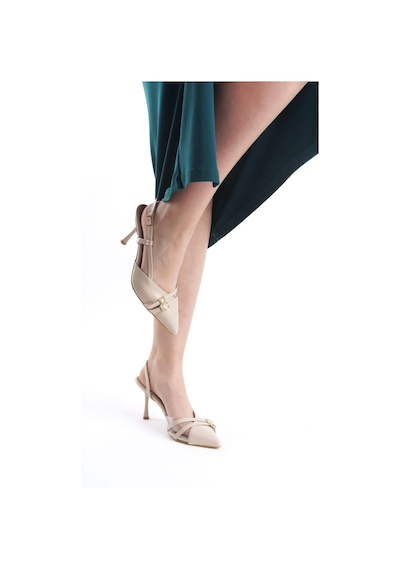 Preshley Kadın Arina Krem Cilt 9 Cm İnce Topuklu Sivri Burunlu Yanları Acık Stiletto Krem