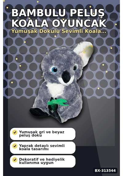 Bay 30 Cm Yumuşak Bambulu Peluş Koala Oyuncak - Çocuk Odası Hediyelik Dekor Bx-313544 Najmaddin