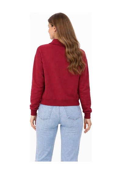 Bebuy Sweatshirt Yarım Fermuarlı Bordo